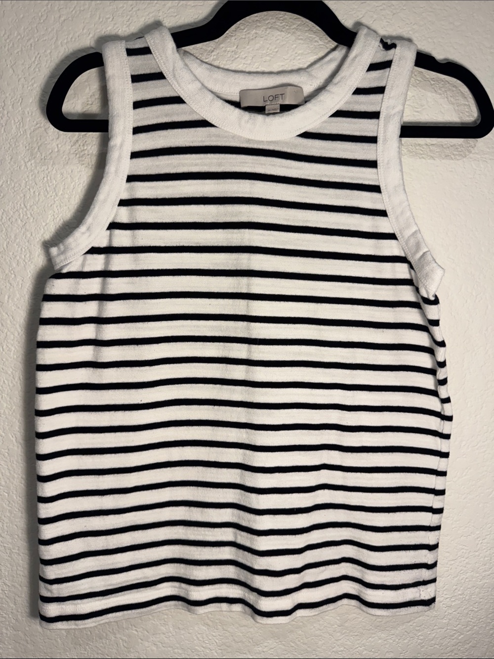 LOFT White Tank with Black Stripes